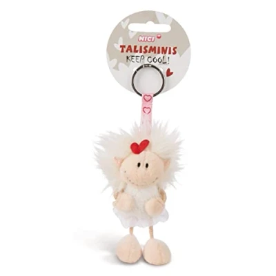 Immagine di NICI Portachiavi con angelo 7cm Talismano bianco ciondolo a forma di animale anello per cordini e portachiavi, portafortuna borsa messaggio
