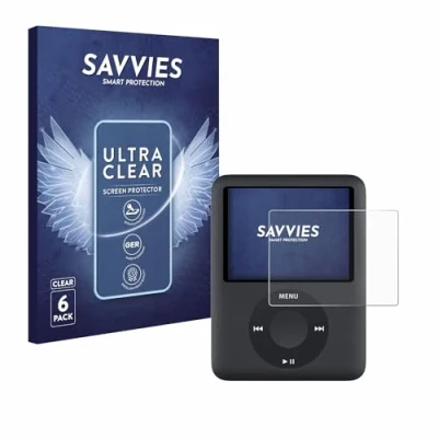 Immagine di savvies (6 Pezzi Pellicola Protettiva per Apple iPod nano (3a Gen.) Protezione Schermo Trasparente