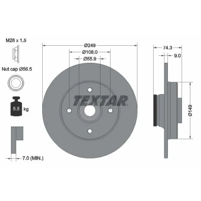 Immagine di TEXTAR PRO 92194103 Disco freno CITROËN: C4 Picasso 1, II Hatchback, DS4 PEUGEOT: 308 I SW, CC