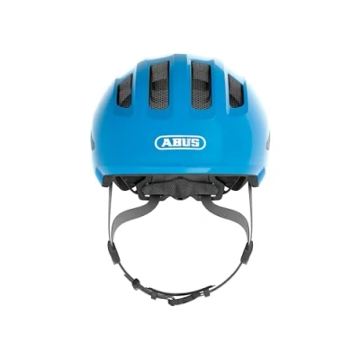 Immagine di ABUS casco Smiley 3.0 per bambini da bici con calzata bassa, design a misura di bambino e spazio il codino bambine blu (blu lucido), taglia S