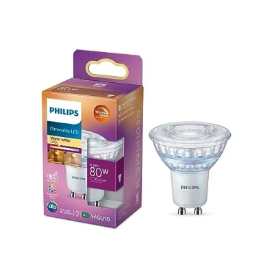 Immagine di Philips Lighting 77409700 LED (monocolore) ERP F (A G) GU10 Riflettore 6.2 W = 80 Bianco caldo (Ø x L) 5 cm 5.6 dimmerabile 1 pz.