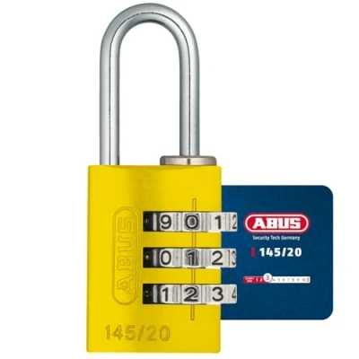 Immagine di ABUS Lucchetto a combinazione 145/20 giallo per bagagli, armadietti e molto altro. in alluminio Codice numerico regolabile individualmente Livello di sicurezza 3