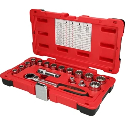 Immagine di KS TOOLS 916.4050 Set bussole Acciaio al cromo vanadio 3/8 con funzionalità cricco Quadrato
