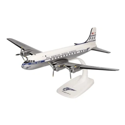 Immagine di Herpa modello di aereo Pan American World Airways Douglas DC 4 N90906 “Clipper Munich in scala 1:125 Snap Fit, pezzo da collezione, miniatura deco, statuetta con supporto plastica