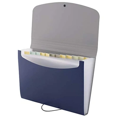Immagine di D.RECT ​​5888 Organizzatore di File Espandibili a 12 Scomparti Selettore Fisarmoniche da Tavolo Organizer Scrivania Espandibile Formato A4 Blu