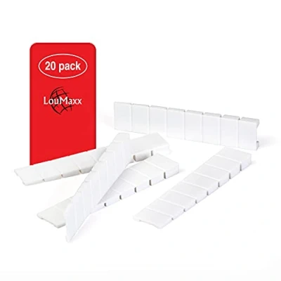 Immagine di LouMaxx Cunei per mobili Set da 20 di arresto 8 x 100 mm in bianco compensazione plastica con punti rottura teorici integrati