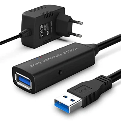 Immagine di RSHTECH cavo di prolunga USB 3.0, 15 m, con 10 W (5 V/2 A), 5 Gbps, attivo Super Speed estensione chipset, amplificatore segnale, ripetitore, RSH m