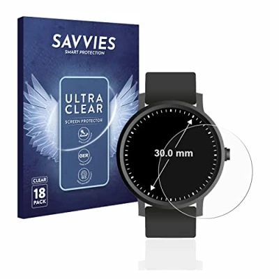 Immagine di savvies (18 Pezzi Pellicola Protettiva per Orologi (Circolare, ø: 30 mm) Protezione Schermo Trasparente