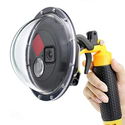 Immagine di GEPULY Porta a cupola per GoPro Hero 12 11 10 9 nero, lente con custodia impermeabile subacquea, grilletto, impugnatura galleggiante, filtro rosso commutabile integrato e macro HD 10x