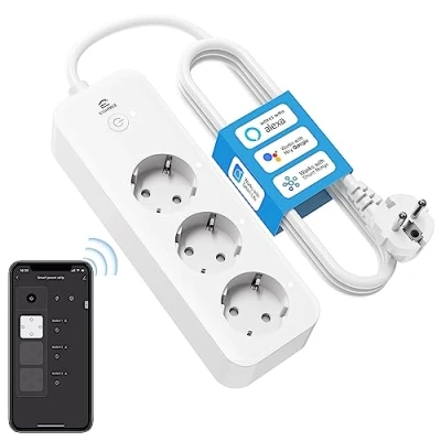 Immagine di Eightree Multipresa Intelligente con 3 Prese AC, Wi Fi Smart, Monitoraggio del Consumo e Controllo Remoto, Compatibile Alexa, Google Home, SmartThings, Vocale, 16A, 1,5M