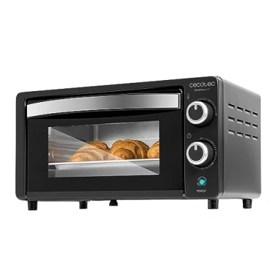 Immagine di Cecotec Forno da tavolo Bake&amp;Toast 1090 Black, 10 l, 1000 W, timer 60 min, temperatura regolabile fino a 230 C, teglia, griglia e manico con pinze.