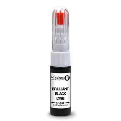 Immagine di SD COLORS LY9B BRILLIANT BLACK Kit di riparazione con penna per ritocchi VW/Audi, 20 ML, pennello graffi e scheggiature, codice colore nero brillante