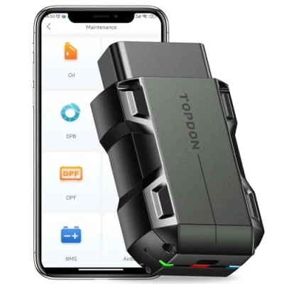 Immagine di TOPDON Topscan OBD Diagnosi Auto Bluetooth, Wireless OBDII Strumento Diagnostico Tutti i Sistemi, Controllo Motore Lettore Codice Auto, Test di Prestazioni del Veicolo per iPhone &amp; Android