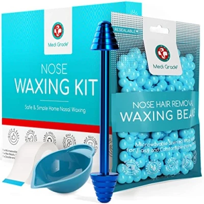 Immagine di Medi Grade Kit Ceretta Togli Peli Naso 50g per Naso, Sicuro e Semplice Completo Con Nastro, Tazza Microonde Sacca