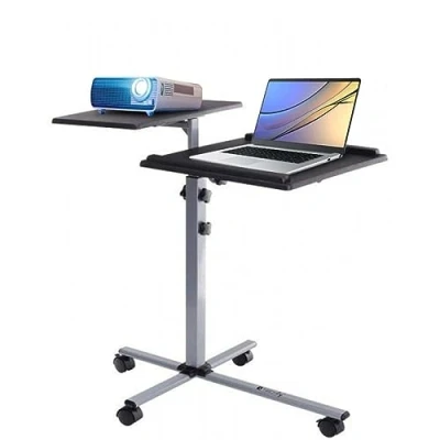 Immagine di Techly 101485 Carrello per Proiettore e Notebook a Due Ripiani Regolabile in Altezza Nero/Argento