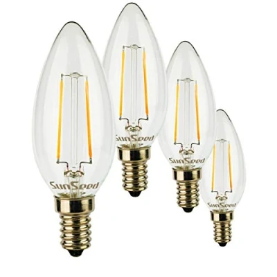 Immagine di SUNSEED Lampadina 4x E14 Filamento LED 3W Candela C35 350 Lm Luce Calda 2700K