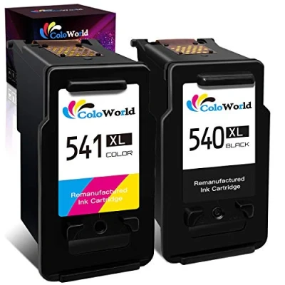 Immagine di ColoWorld 540XL 541XL Cartucce d&#039;inchiostro rigenerate per sostituire Canon PG 540 CL 541 XL, Pixma MG2150 MG2250 MG2255 MG3100 MG3150 MG3155 MX375 MX395 MX435 MX455 MX475 (1 nero 1 colore)