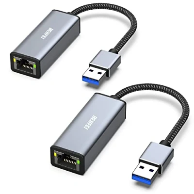 Immagine di BENFEI Adattatore USB a Ethernet 2 Confezioni, 3.0 RJ45 1000Mbps Gigabit LAN Adattatore, Compatibile per Laptop PC con Windows 11/10/8.1/8/7/XP/Vista, Mac OS