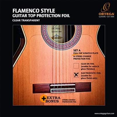 Immagine di Ortega Guitars OERP FLAM1 per Battipenna, Pannello Del Top Completo E Ponte, Trasparente, Riutilizzabile