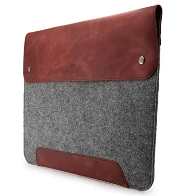 Immagine di MegaGear Custodia in vera pelle e pile per MacBook Pro Air, 16 15 pollici 15.5 (M2, M2 Pro, Max, M1) 2020 2021, 2022 and 2023 Models, Bordeaux