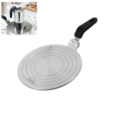 Immagine di Gocoffun Piastra per diffusore di calore, 20 cm, in acciaio inox, fornelli a gas, diffusori adattatore induzione moka, pentole da caffè (20 cm)