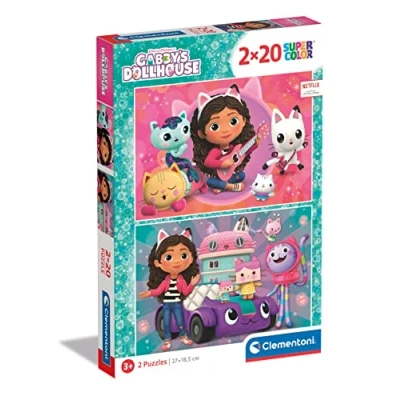 Immagine di Clementoni Gabby&#039;S Dollhouse Supercolor 2X20 (Include 2 20 Pezzi) Bambini 3 Anni, Puzzle Cartoni Animati Made in Italy, Multicolore, One Size, 24802
