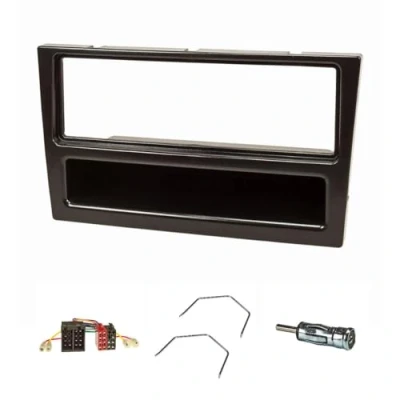 Immagine di tomzz Audio 2439 061 Set lunetta radio si adatta Opel corsa c combo Omega b Vectra Meriva nero con adattatore iso, antenna iso din, clip di sblocco