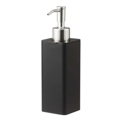 Immagine di Yamazaki 5352 TOWER Dispenser di sapone con gancio per pellicola, nero, Resina ABS/Silicone/Acciaio inossidabile, minimalista, 5.5 x 7.5 19.5 cm