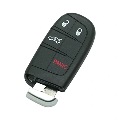 Immagine di BROVACS Guscio di ricambio per chiave + emergenza vuota, compatibile con DODGE CHRYSLER a 4 pulsanti Smart Keyless Entry Remote Key Case Fob 3 BTN Panic PG756D