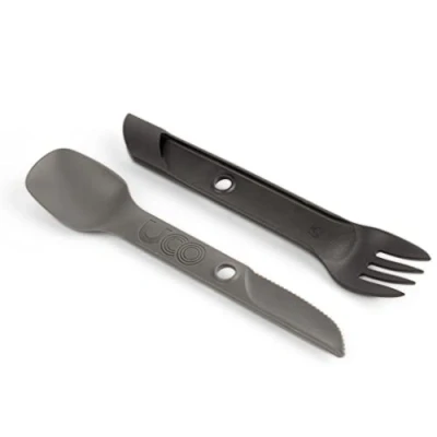 Immagine di UCO Set di utensili da viaggio in 2 pezzi con interruttore ecologico riciclato, per esterni, campeggio, escursionismo, zaino spalla