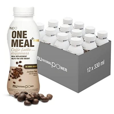Immagine di NUPO One Meal +Prime Caffè Latte Ready to Drink Shake Gustoso frullato sostitutivo del pasto con 24 vitamine e minerali Alto contenuto proteico Senza zuccheri aggiunti 12 x 330ml
