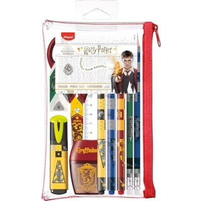 Immagine di Maped Astuccio per articoli la scuola Harry Potter 10 pezzi Forbici 1 temperamatite gomma evidenziatore 3 pennarelli punte sottili 2 grafiti Colore