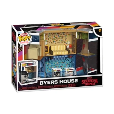 Immagine di Funko Bitty Pop! Boxes: Stranger Things Byers House Playset con 2 0,9 Pollici (2,2 Cm) minuscole Mini Figure Vetrina Espositiva da Collezione Scena Interna e Spazio per Riporre