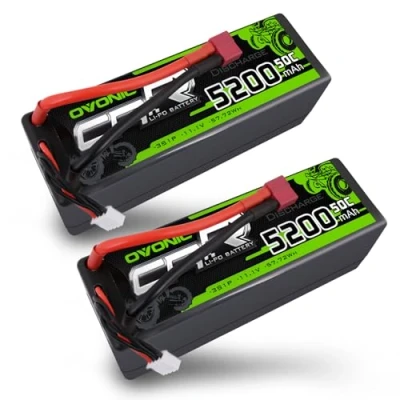 Immagine di OVONIC 3S Batteria Lipo 11,1 V, 5200 mAh, 50 C, con spina Deans, custodia rigida per aereo FPV RC, evader BX, quadcopter, elicottero, camion, barca, 2 pezzi