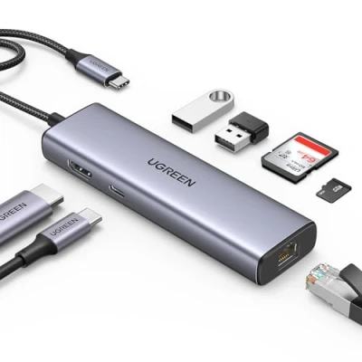 Immagine di UGREEN Hub USB C Ethernet Gigabit Adattatore a HDMI 4K 30Hz Lettore di Scheda SD TF Compatibile con MacBook Pro Air M3 M2 M1, iPad Air, iPhone 16 Plus Max, Galaxy S24 Ultra