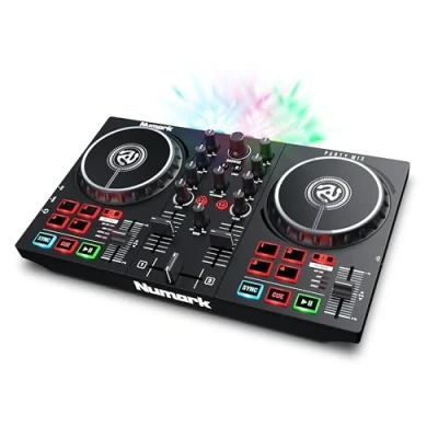 Immagine di Numark Party Mix II Console DJ a 2 Canali per Serato Lite, con Scheda Audio Integrata, Presa Cuffie, Controlli Pad, Crossfader, Jog Wheel e Luci da Discoteca