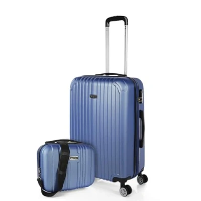 Immagine di ITACA Valigia Media da Viaggio Rigide. Trolley Medio con 4 Ruote. Materiale ABS Rigida in Offerta Resistente e Super Leggero 20 kg Lucchetto TSA T71560B, Blu zaffiro