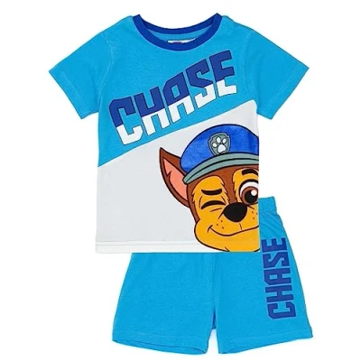 Immagine di Paw Patrol Set Pigiama Blu Chase per Ragazzi Maglietta e Pantaloncini Bambini Pjs Merce Ufficiale Regalo Perfetto i Piccoli Fan