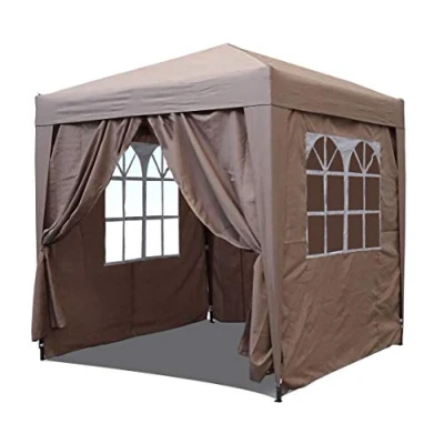 Immagine di QUICK STAR Gazebo Pop Up 2,5 x m Beige con 4 fianchi Nastro di Fissaggio Facile 2 cerniere