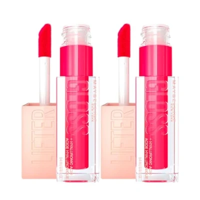 Immagine di Maybelline New York Lifter Gloss Candy Drop Lucidalabbra con Acido Ialuronico Effetto Rimpolpante Idratante Colore 24 Bubblegum Applicatore XL 2 Flaconi 5,4 ml