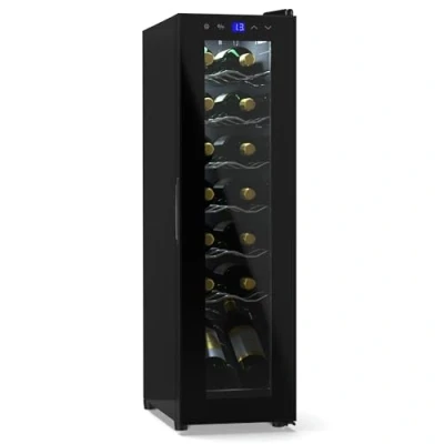 Immagine di Klarstein Cantinetta Vino Refrigerata a Zona Singola per Interno/Esterni, Frigo Bar, Cantina con Porta in Vetro, Mini Silenzioso, Frigorifero Piccolo Touch Control, 5 18C, 14 Bottiglie