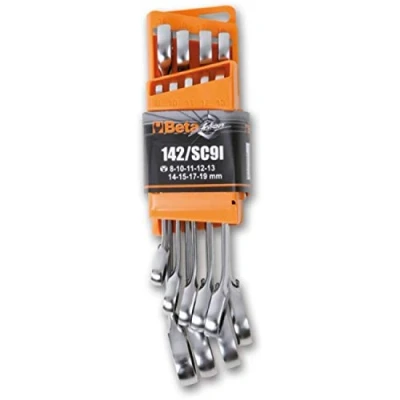Immagine di Beta 142/SC9I Set di 9 Chiavi a Cricchetto e Inglesi Combinate, Reversibile, Professionali, con Supporto Compatto, Facile da Trasportare, Bloccaggio Sicuro delle
