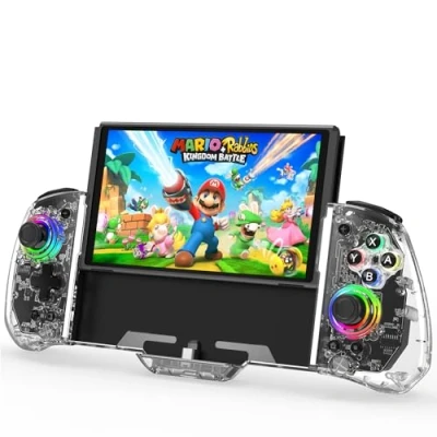 Immagine di RREAKA Switch Controller for Nintendo Switch/OLED, One Piece Pro Controllers Joycon, Handheld Grip Remote with 8 RGB Colors, Adjustable TURBO, Dual Motor Vibration, Back Button