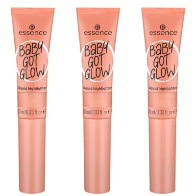 Immagine di Essence Baby GOT Glow Liquid highlighter, n. 30, oro, definendo, risultato espresso, facile da rimuovere, lucido, vegano, senza parabeni, particelle di microplastica, confezione 3 (3 x 10 ml)