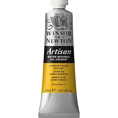 Immagine di Winsor &amp; Newton Olio Idrosolubile Artisan, Colori a Olio, Senza Solventi, Miscibile con L&#039;acqua, Tubo di 37 ML, Colore Giallo Cadmio Medio