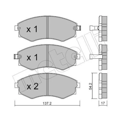 Immagine di METELLI 22 0188 0 Kit pastiglie freno con segnalatore acustico usura SSANGYONG: Korando II SUV, Musso HYUNDAI: Matrix, Elantra IV Sedan