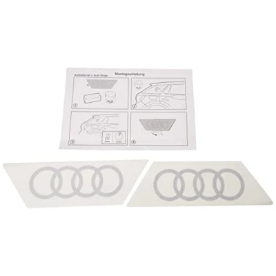Immagine di Audi Emblema Adesivo ad Anelli, Originale Q2 Pellicola Decorativa per la Colonna C, Colore: Argento