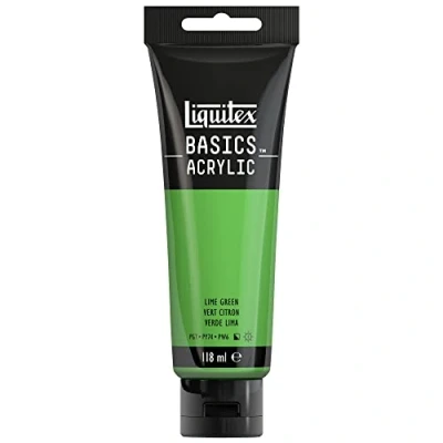 Immagine di Liquitex 8870063 Basics Pittura acrilica, Pigmenti per artisti monopigmentati, Resistente alla luce, durevole nel tempo, Finitura satinata, Tubo da 118 ml Verde Lime