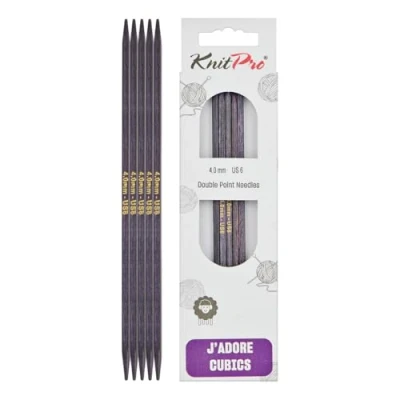 Immagine di KnitPro J&#039;Adore Cubics Ferri da Maglia a Doppia Punta Set 5 Spilli in Legno per Calzini Cappelli Guanti Corti Rotondi 15 cm x 4,00 mm