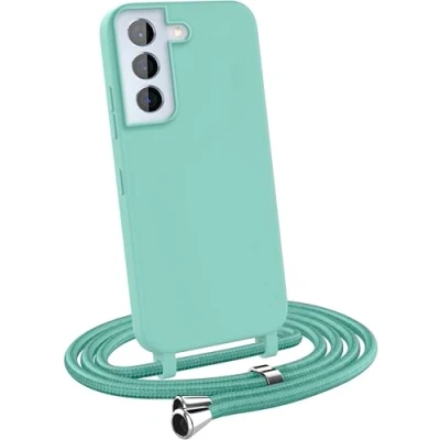 Immagine di MyGadget Cover per Samsung Galaxy S22 Custodia con Corda Case Cordino Opaca Antiurto Bumper Laccio Tracolla Practical Stylish Verde Menta